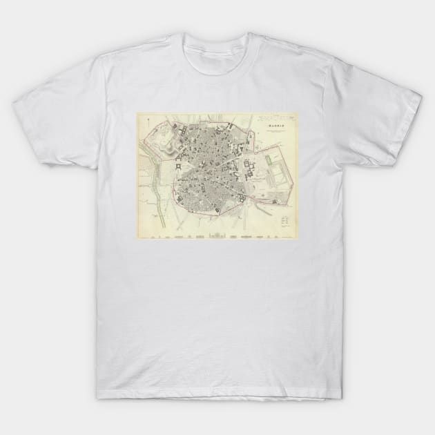 Vintage Map of Madrid Spain (1831) T-Shirt by Bravuramedia